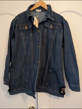 Velzera Dark Blue Embellished Denim Jacket